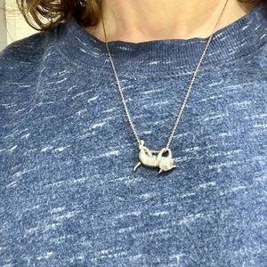 Sterling silver cat pendant and chain.
